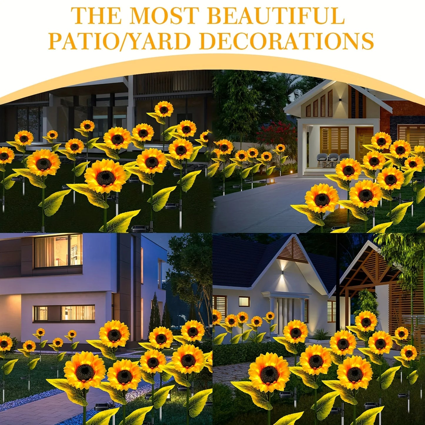 Sunflower Solar Lights - 1/3 LED Yellow Flower Decor for Patio & Garden