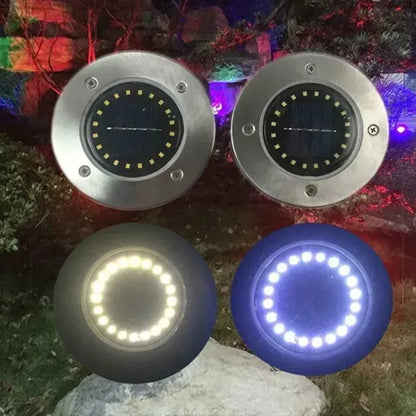 8/20 LED Solar Disk Lights - Outdoor Garden & Deck Spotlights