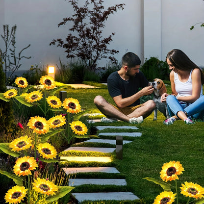 Sunflower Solar Lights - 1/3 LED Yellow Flower Decor for Patio & Garden