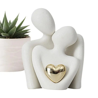 Nordic Abstract Couple Statue - Modern Ceramic Home Sculpture & Figurine