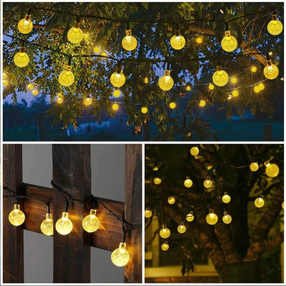 Solar Crystal Globe LED String Lights - 60 LEDs, 8 Modes, IP65, Garden & Party Decor (1/2 pcs)