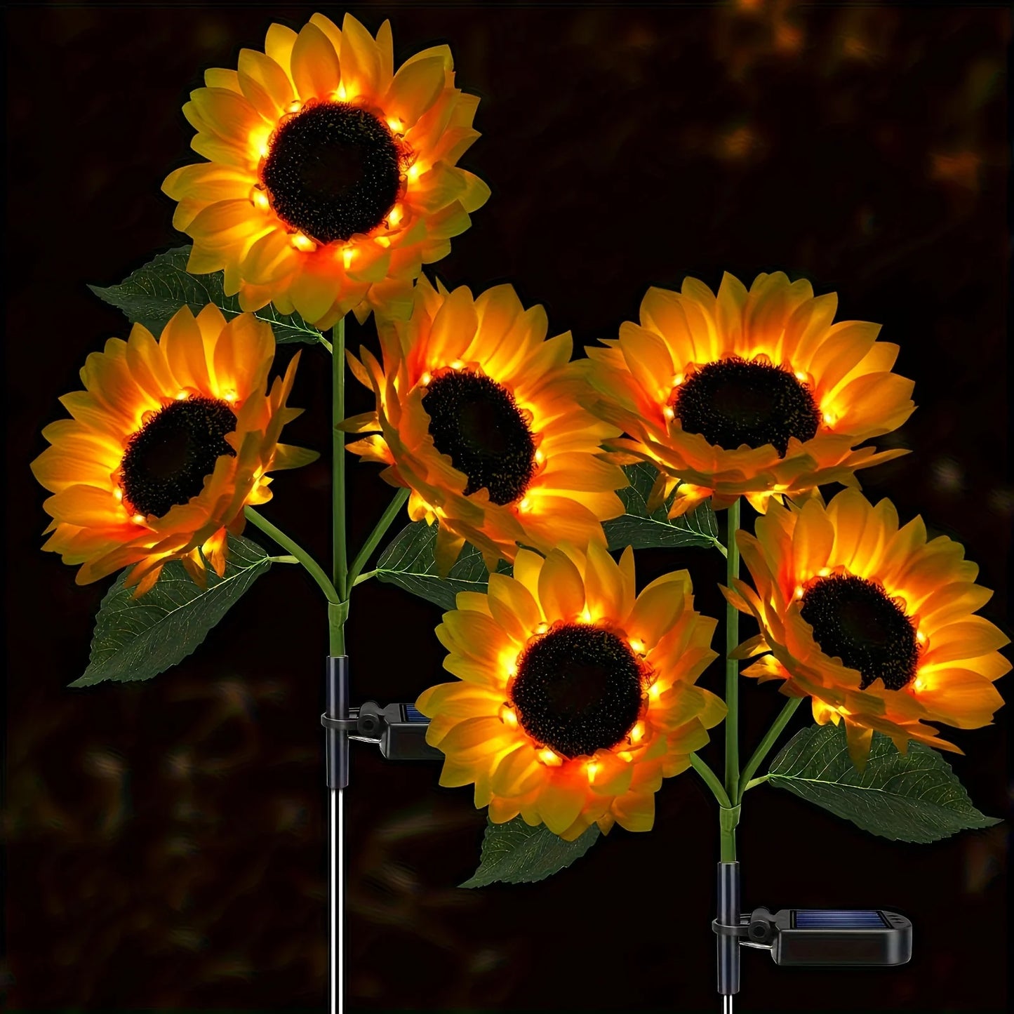 Sunflower Solar Lights - 1/3 LED Yellow Flower Decor for Patio & Garden