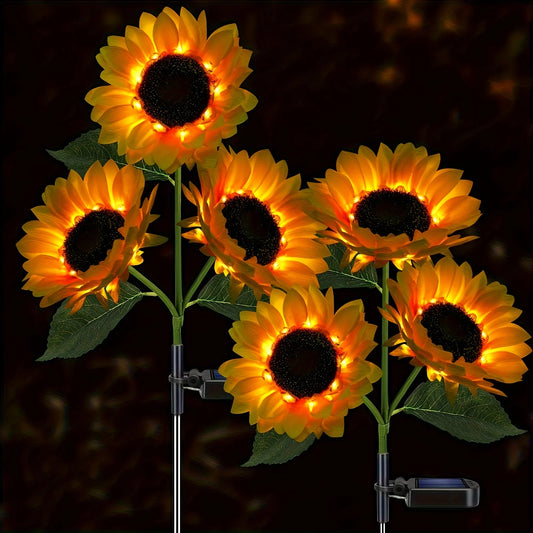 Sunflower Solar Lights - 1/3 LED Yellow Flower Decor for Patio & Garden