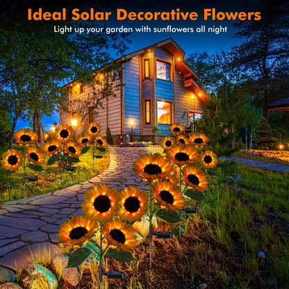 Sunflower Solar Lights - 1/3 LED Yellow Flower Decor for Patio & Garden