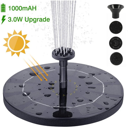 Solar Floating Fountain Pump - Bird Bath with 4 Nozzles for Garden & Pond Decor