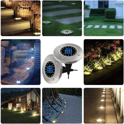 8/20 LED Solar Disk Lights - Outdoor Garden & Deck Spotlights