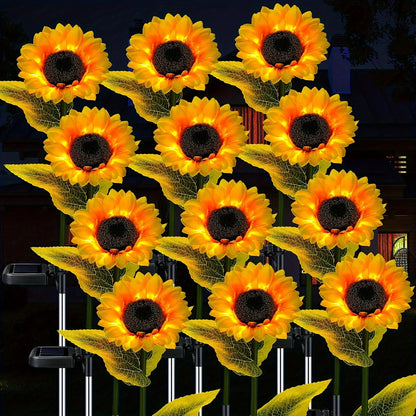 Sunflower Solar Lights - 1/3 LED Yellow Flower Decor for Patio & Garden