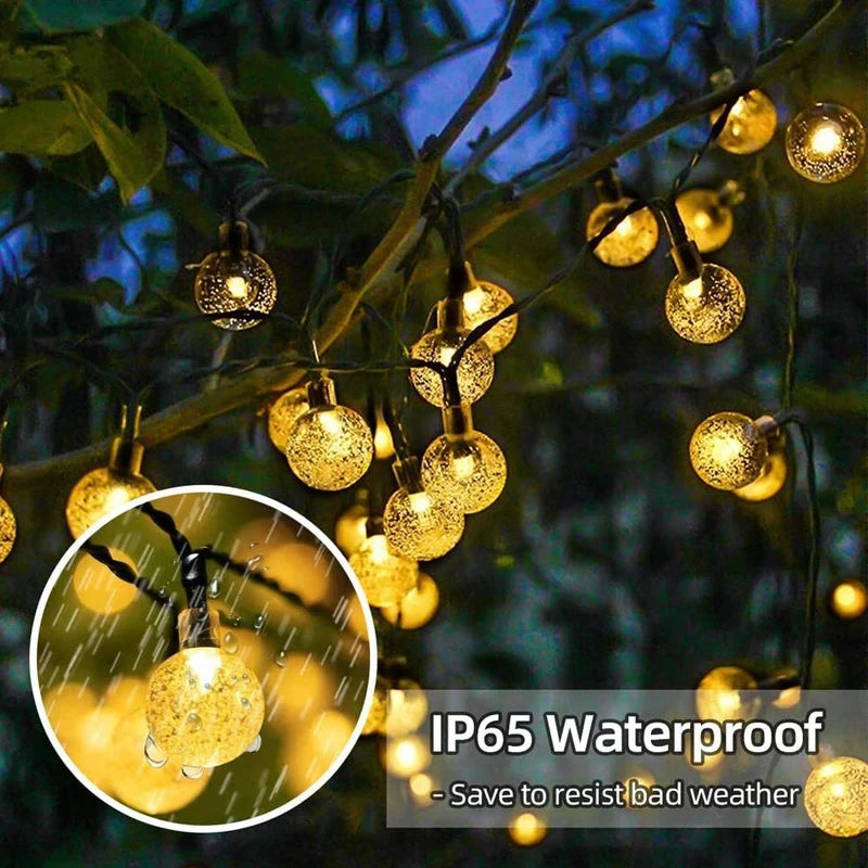 Solar Crystal Globe LED String Lights - 60 LEDs, 8 Modes, IP65, Garden & Party Decor (1/2 pcs)