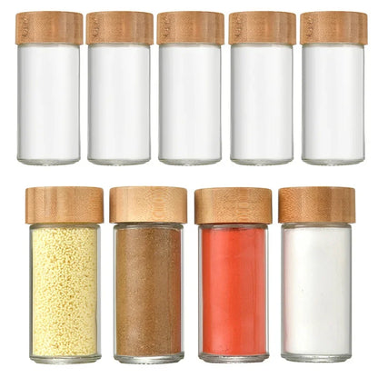 40oz Bamboo & Glass Square Seasoning Jar Set