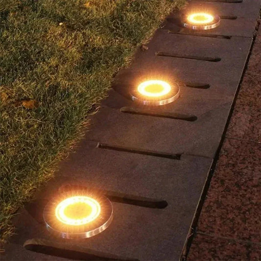 8/20 LED Solar Disk Lights - Outdoor Garden & Deck Spotlights